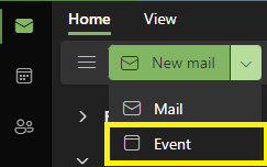At the top, click 'New' then ' Event'