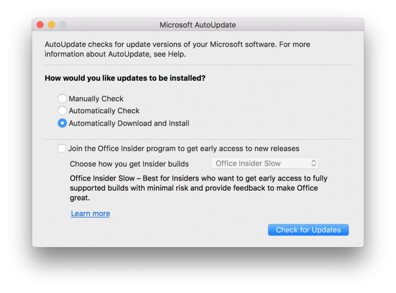 how to deactivate office update for mac