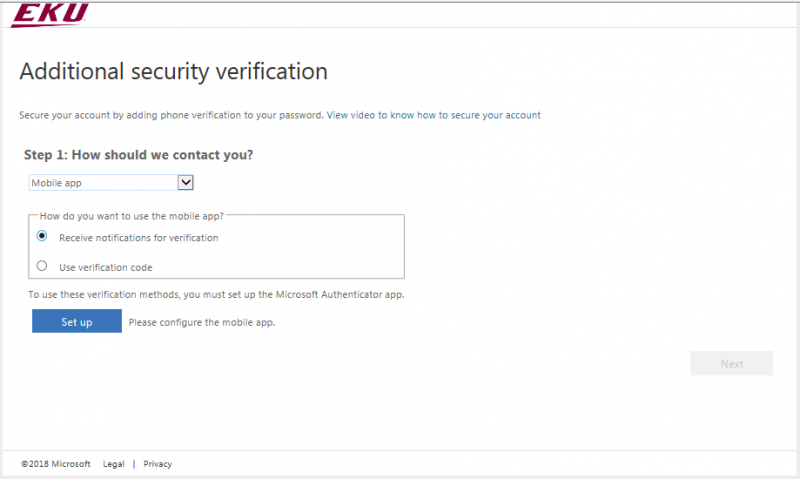 Make sure 'Received notifications for verifications' is selected then click Set up