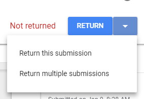 When you finish commenting and grading, you must return it to the student for them to see the grade and for it to appear in the Blackboard Gradebook. Click the 'Return' button then 'Return this submission.'