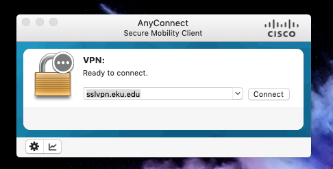 Open cisco anyconnect and connect to sslvpn.eku.edu
