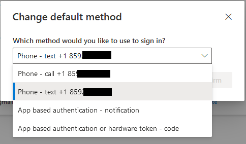From the drop down list you can select the device that you would like to be your default sign-in method.