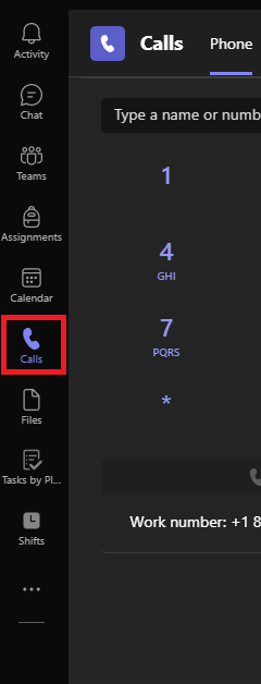 Click the Calls button on the left-hand menu