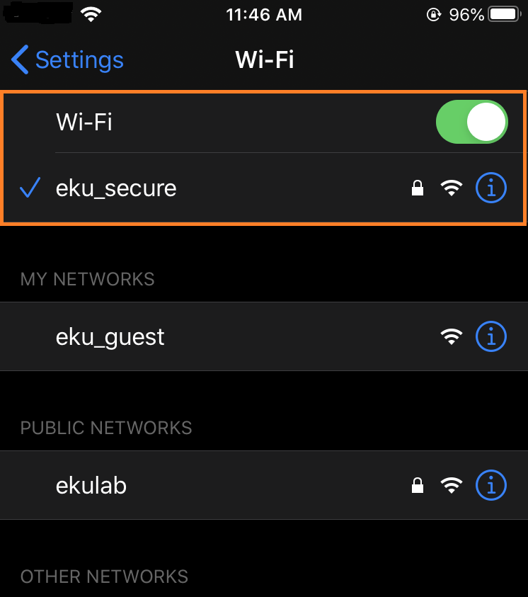 You should now be connected to EKU’s secure wi-fi network