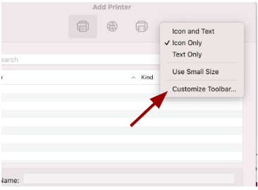 Select Customize Toolbar 