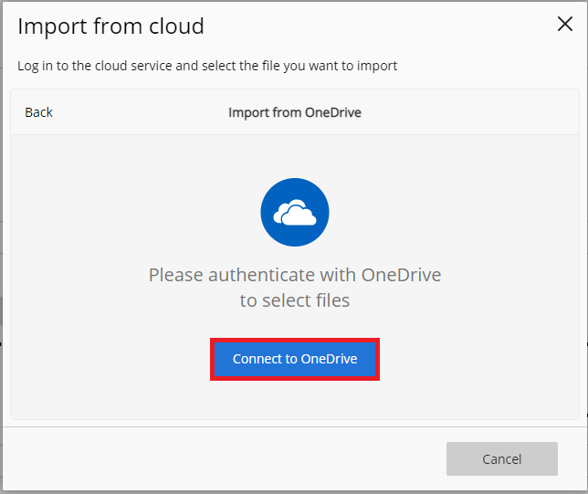Click the Connect to OneDrive button